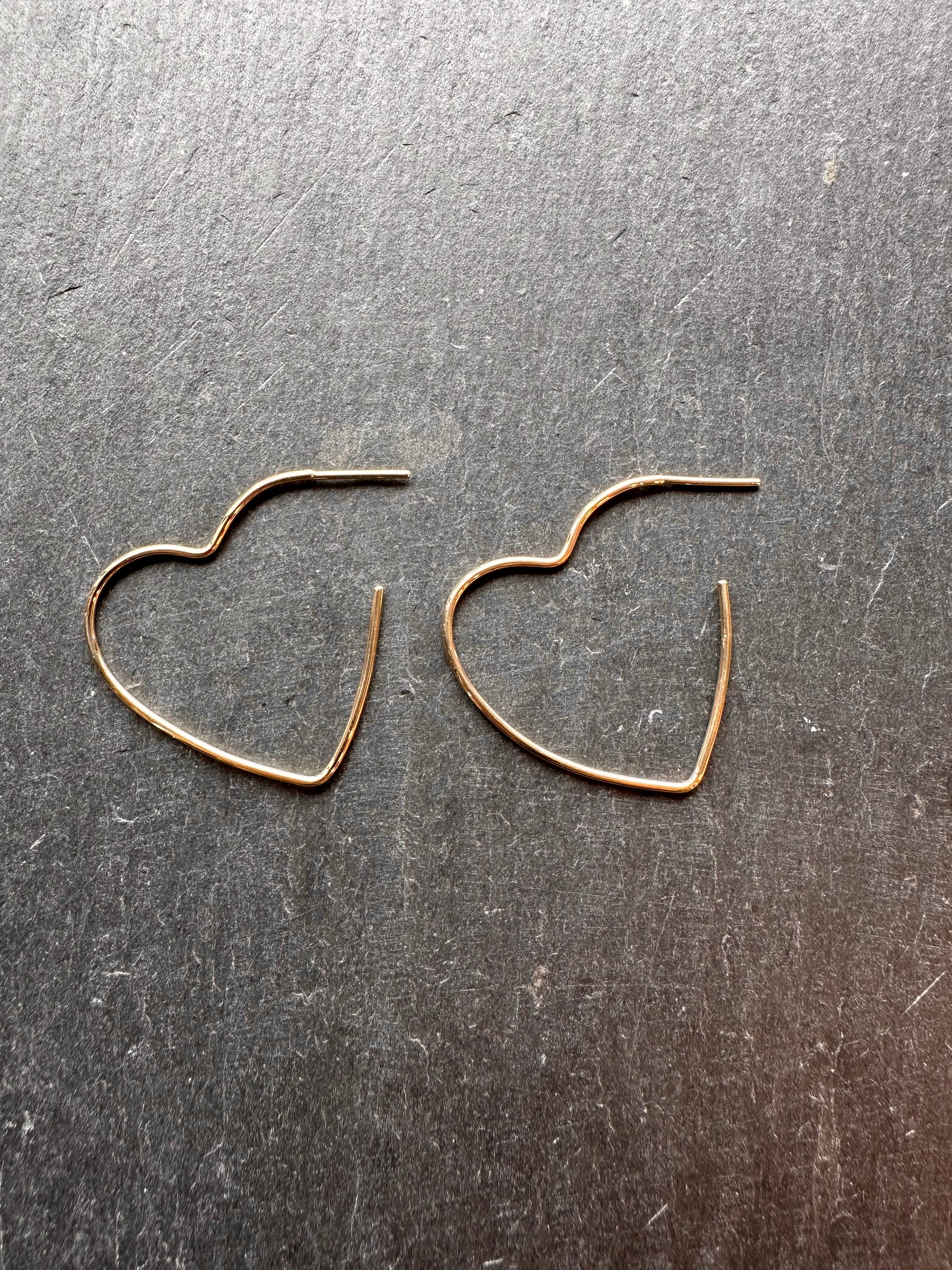 HEART HOOP EARRINGS- GOLD