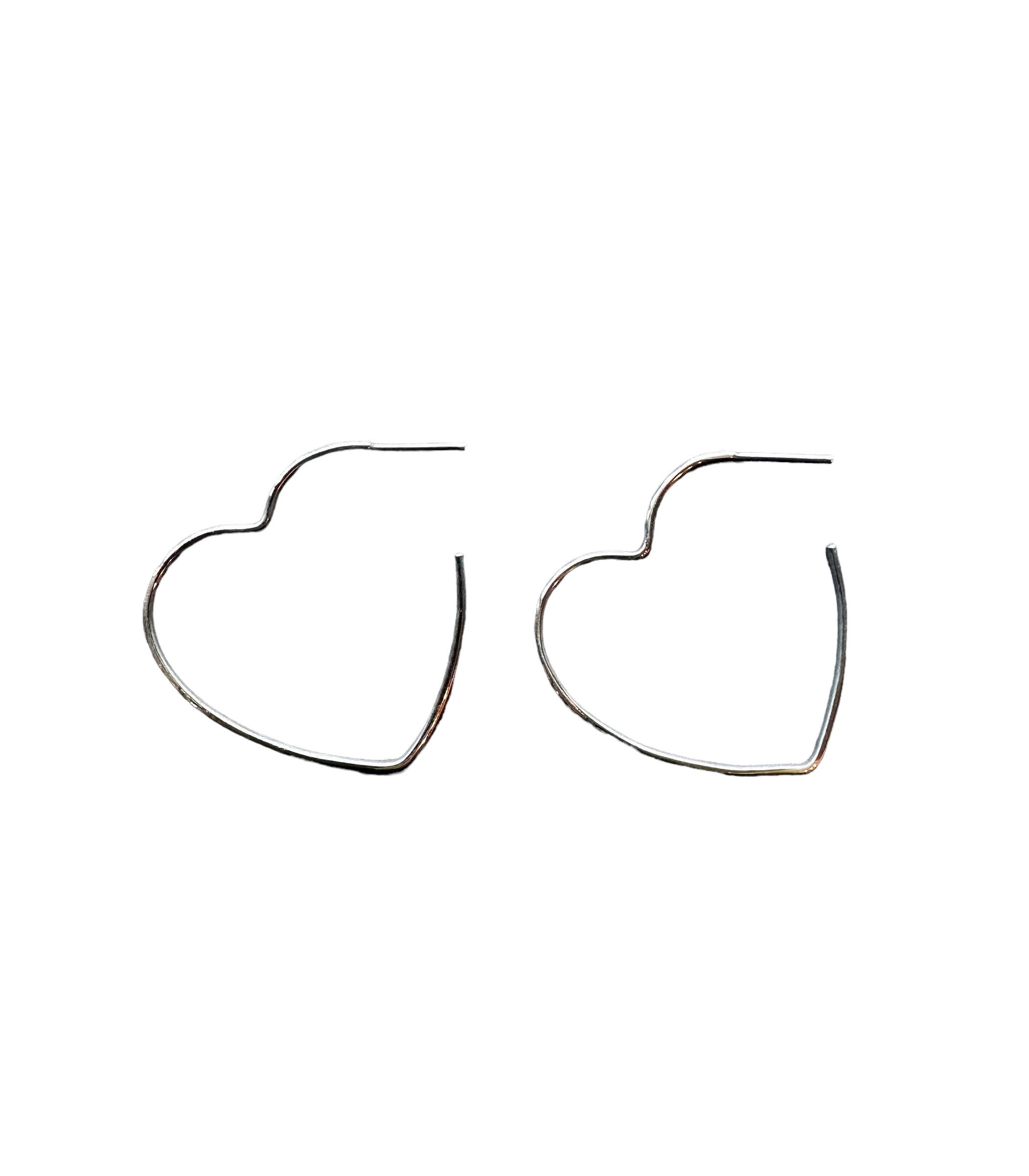 HEART HOOP EARRINGS- SILVER