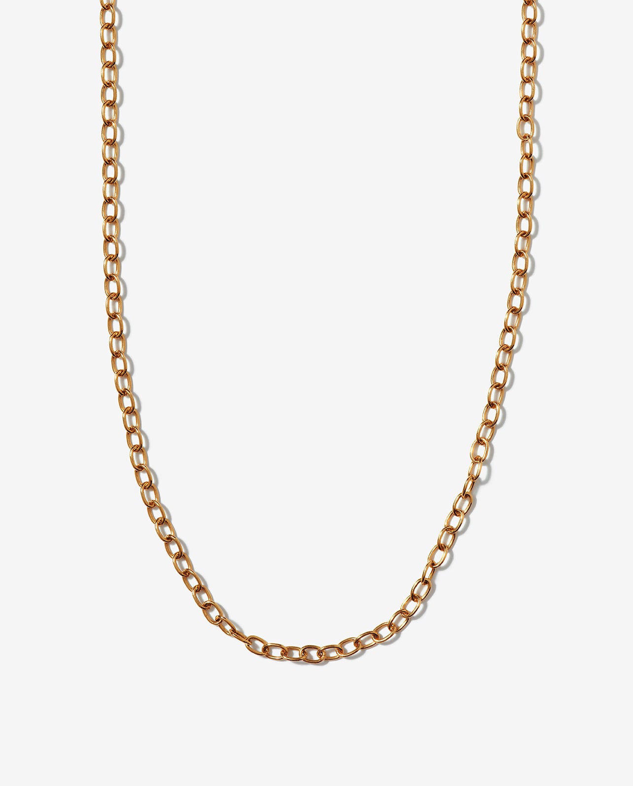 14K Gold Oval Cable Link Necklace