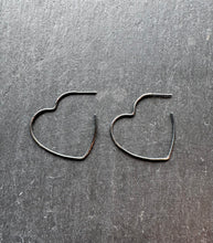 Load image into Gallery viewer, HEART HOOP EARRINGS- SILVER