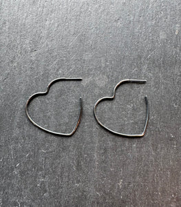 HEART HOOP EARRINGS- SILVER
