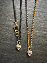Load image into Gallery viewer, DARK CURB NECKLACE WITH PAVE DIAMOND LOBSTER CLASP