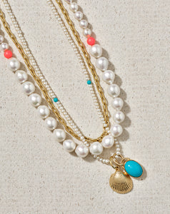 Hand-strung Small Baroque Pearl Necklace with Sleeping Beauty Turquoise Beads
