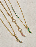 Large Blue Sapphire and Zircon Crescent Moon Pendant