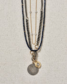 Hand-Strung Jet Ink Sapphire Necklace with Gold Links