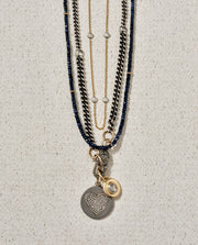 Mixed Curb Necklace with Pave Diamond Lobster Clasp