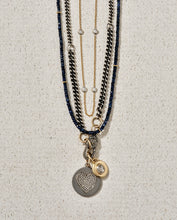 Load image into Gallery viewer, Hand-strung Jet Ink Sapphire Necklace with Gold Links