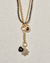 Load image into Gallery viewer, 14K Gold Large Disc Pendant with Black Diamond and White Diamonds