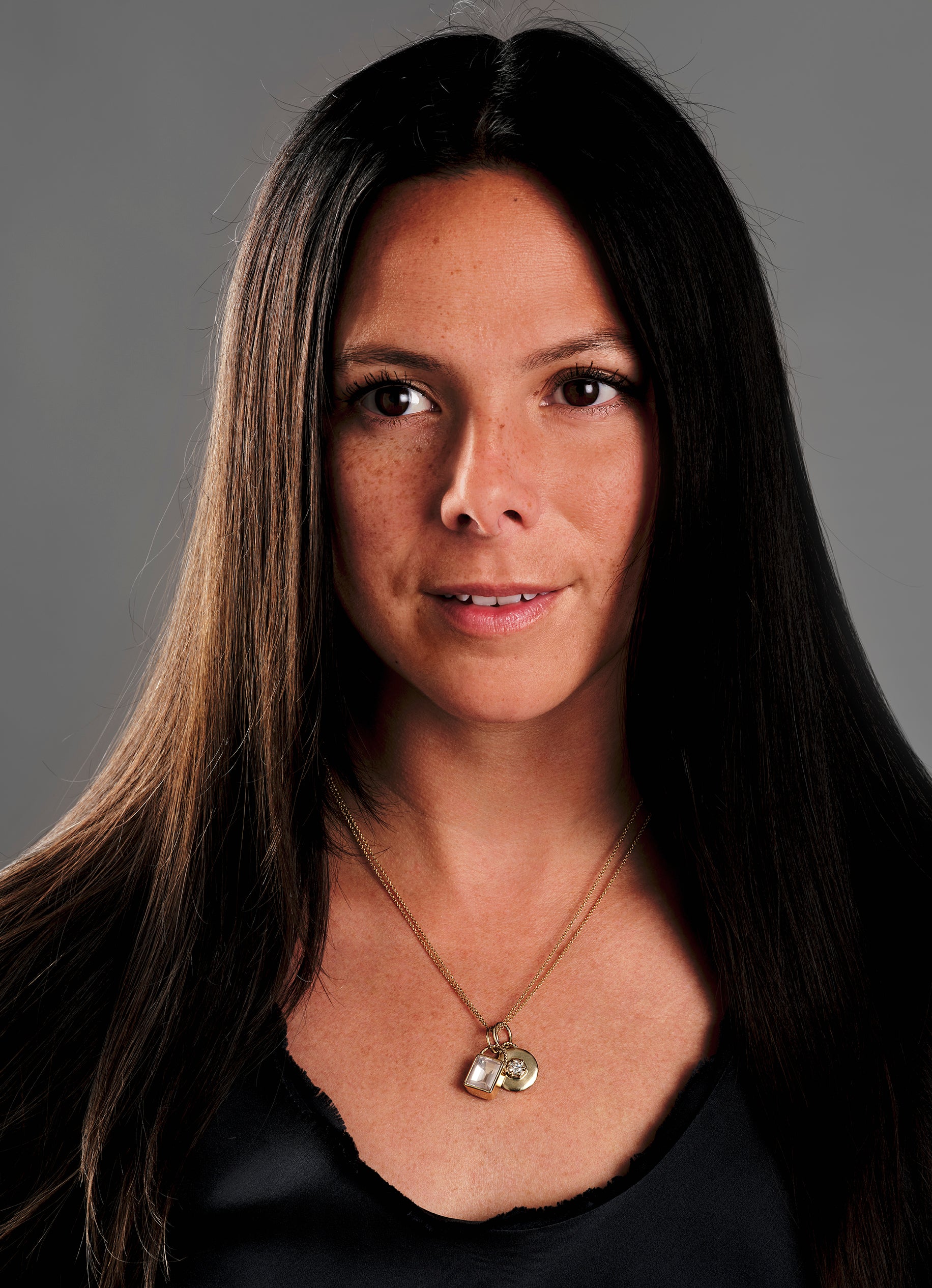 14K Gold Large Disc Stardust Pendant set with Moissanite