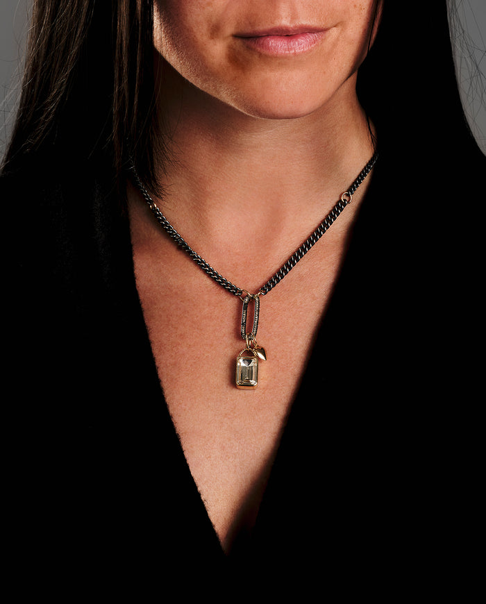 Twisty White Topaz Pendant in 14K Gold