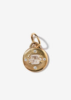 14K Gold Large Disc Pendant with Rectangular Hexagon White Rough Diamond