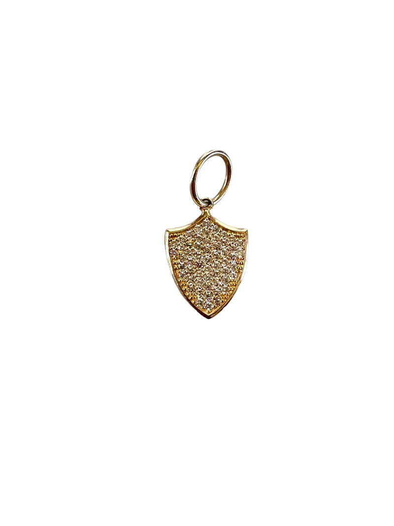 GOLD SHIELD PAVÉ DIAMOND PENDANT