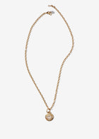 14K Gold Large Disc Pendant with Rectangular Hexagon White Rough Diamond
