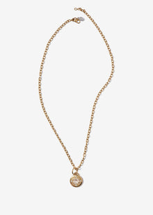 14K Gold Large Disc Pendant with Rectangular Hexagon White Rough Diamond