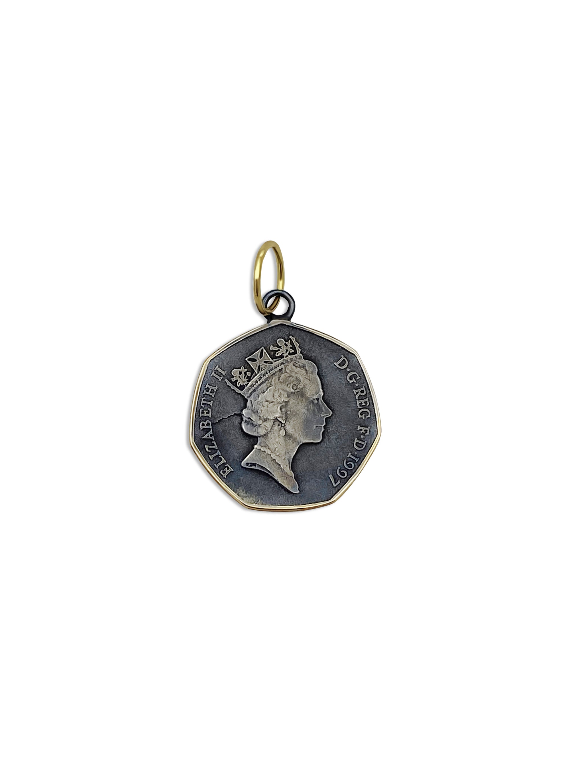 Queen Elizabeth Hexagon Coin Pendant