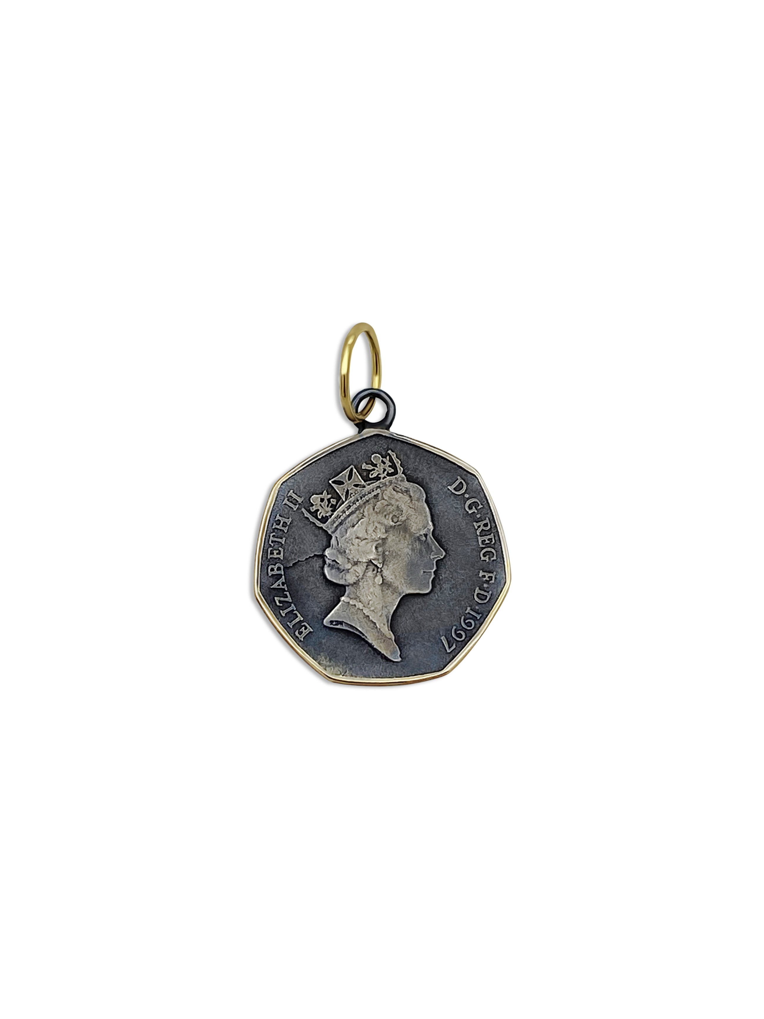Queen Elizabeth Hexagon Coin Pendant