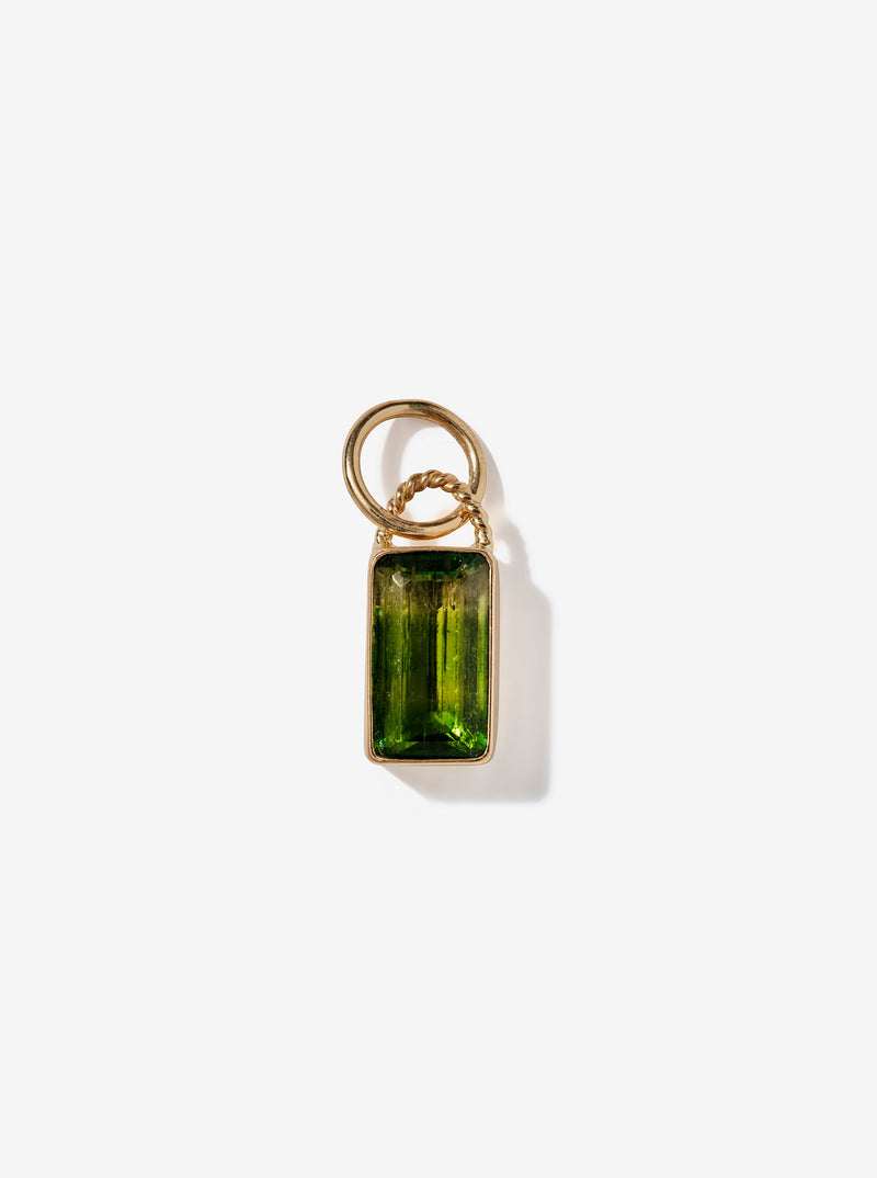 Twisty Medium Rectangular Ombré Lime Green Tourmaline Pendant