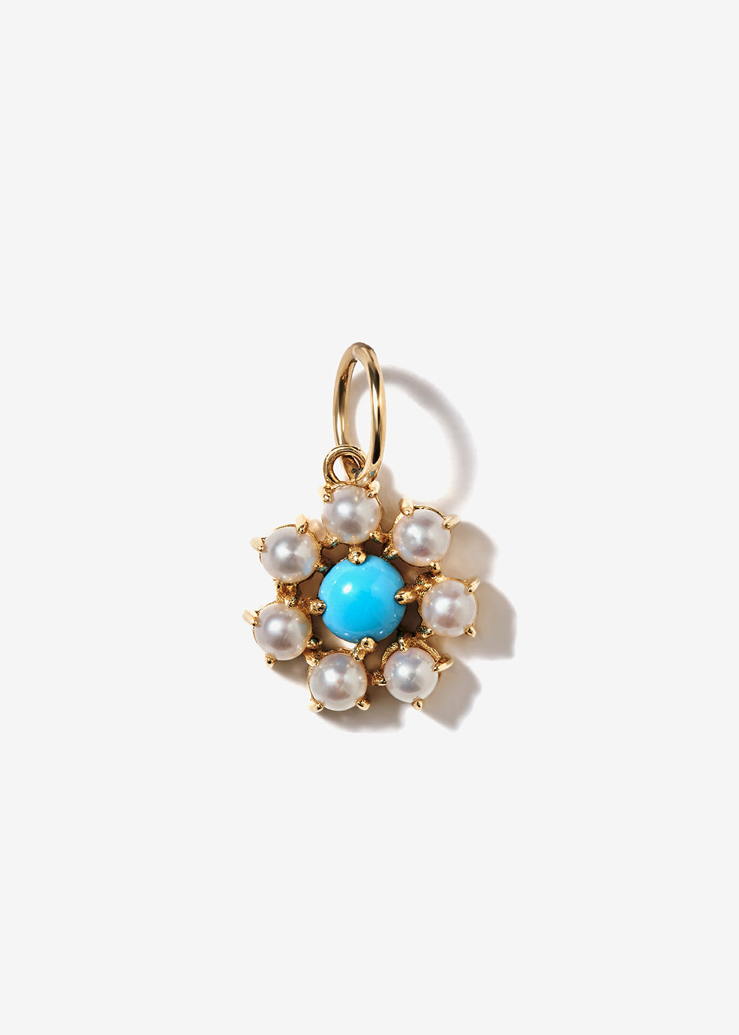 Pearl Flower with Turquoise Center Pendant