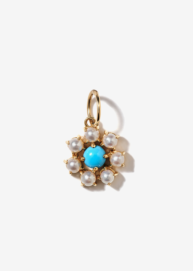 Pearl Flower with Turquoise Center Pendant
