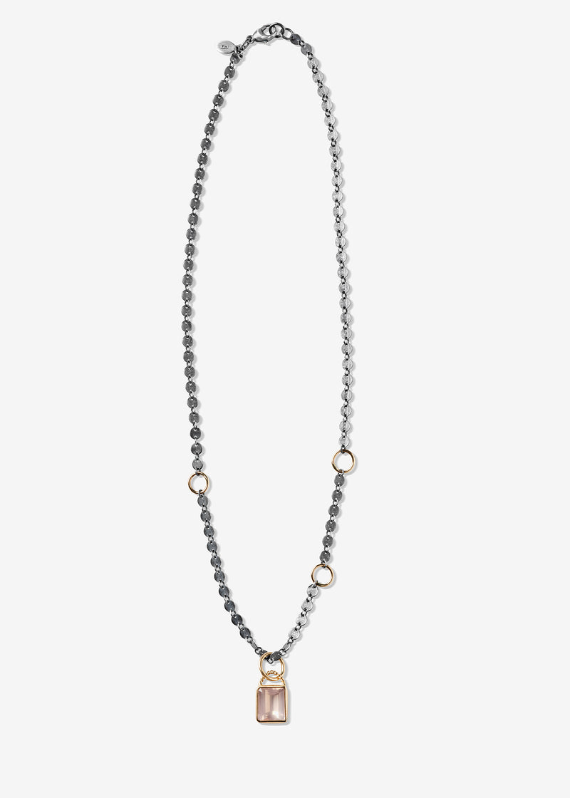 Circle Link Necklace with Three 14K Gold Links