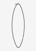 Sterling Silver Oxidized Cable Link Necklace with Two 14K Gold Links