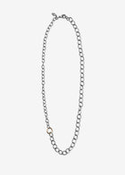 Sterling Silver Mixed Oval Link Necklace with 14K Gold Link