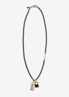 Sterling Silver Blackened Curb Necklace with one 14K Gold Oval Link