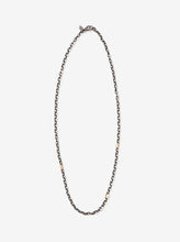 Load image into Gallery viewer, Sterling Silver Small Rolo Link Necklace with Three 14K Gold Links