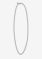 Sterling Silver Small Round Chunky Cable Necklace with One 14K Gold Link