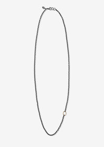 Sterling Silver Small Round Chunky Cable Necklace with One 14K Gold Link
