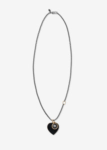 Sterling Silver Small Round Chunky Cable Necklace with One 14K Gold Link