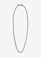 Sterling Silver Rolo Link Necklace with Two 14K Gold Links