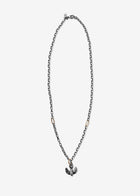Sterling Silver Rolo Link Necklace with Two 14K Gold Links