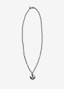 Sterling Silver Rolo Link Necklace with Two 14K Gold Links