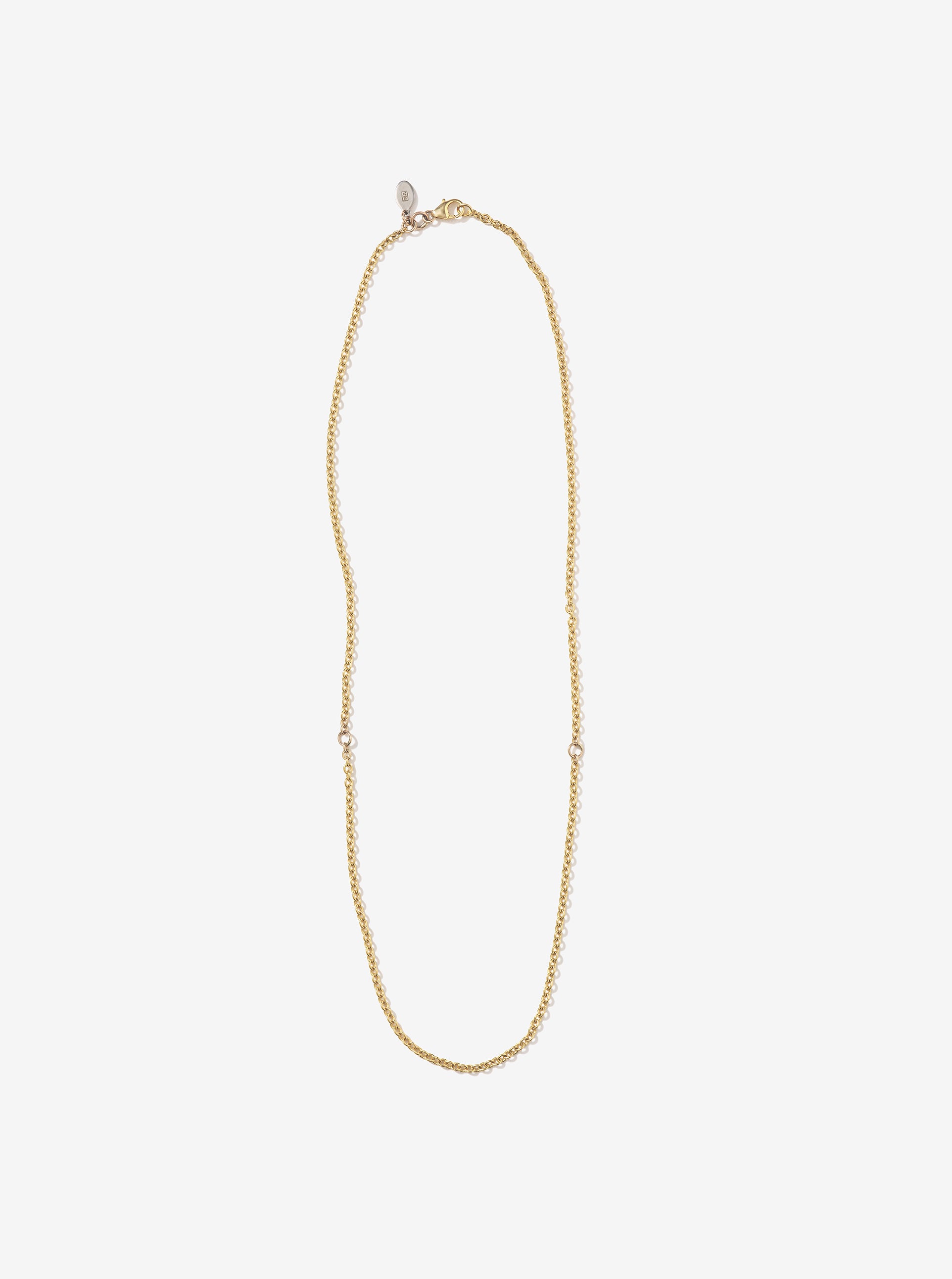 14K Gold Classic Small Chunky Round Cable Necklace with Two Gold Circle Links