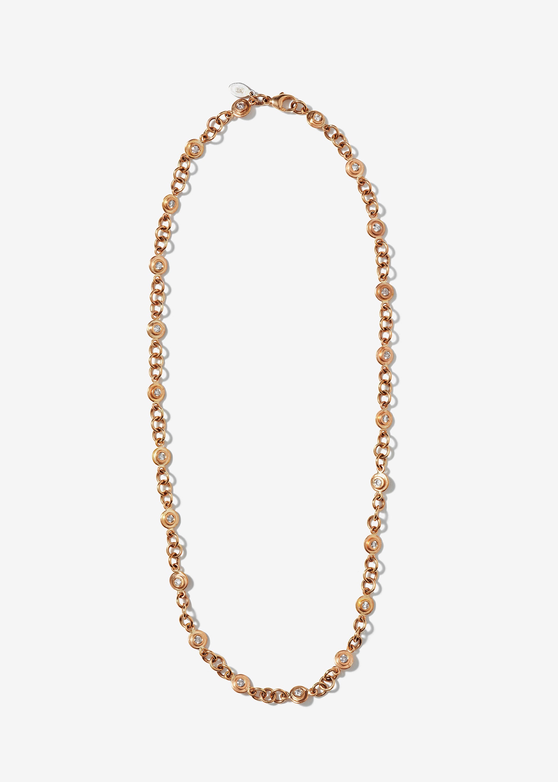 14K Gold Handcrafted Stardust Diamond Disc Necklace