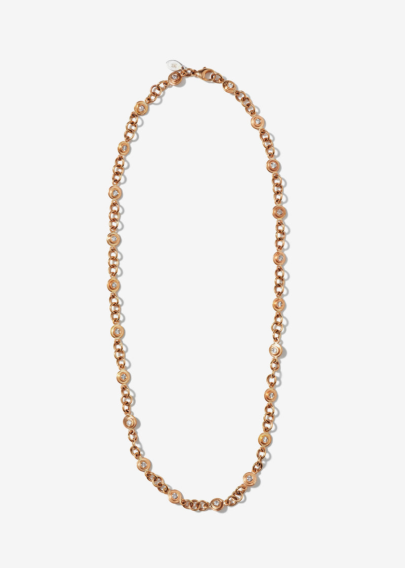 14K Gold Handcrafted Stardust Diamond Disc Necklace