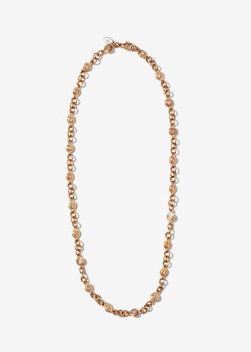 14K Gold Handcrafted Stardust Diamond Disc Necklace- 16