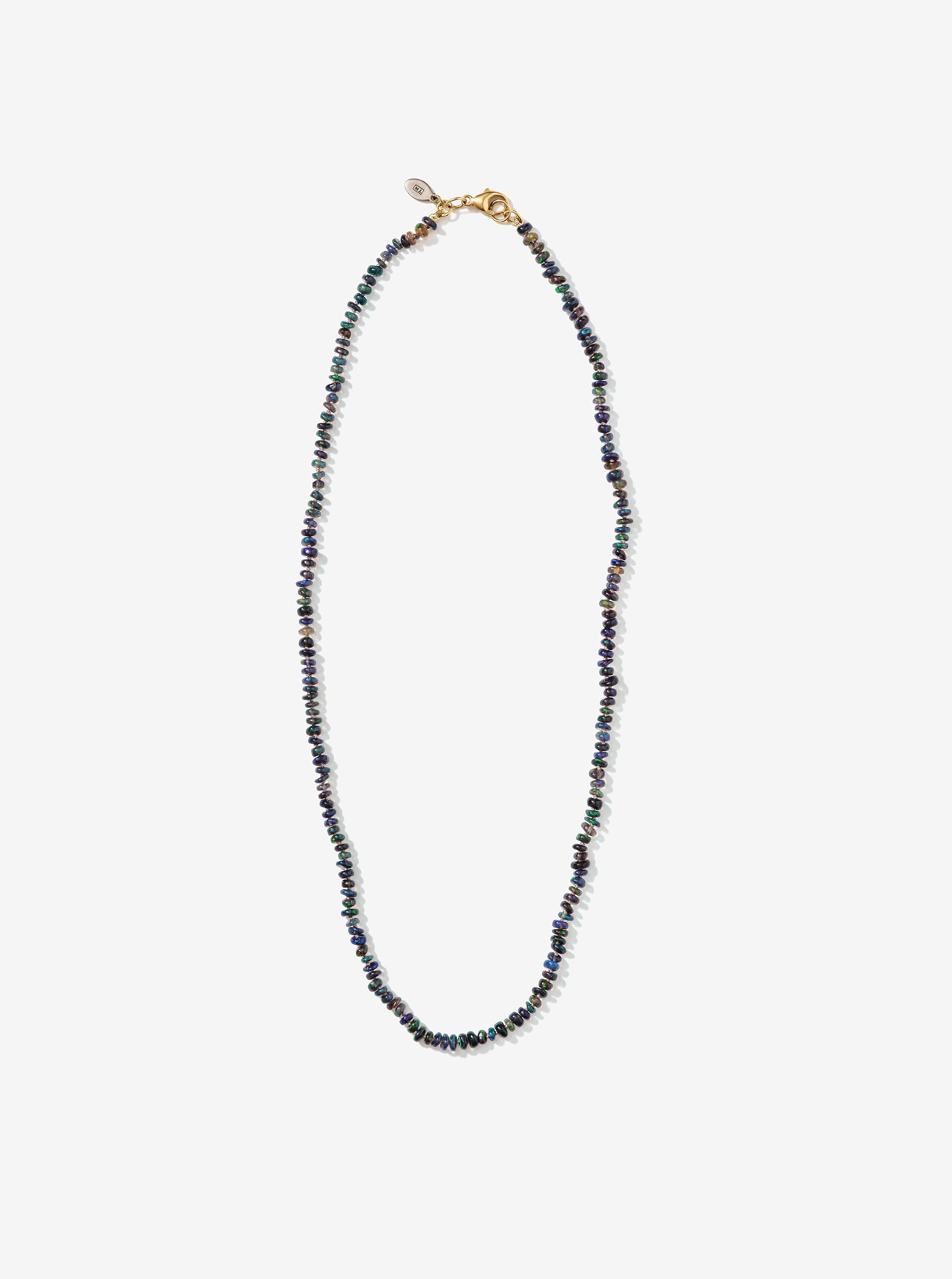 Hand Knotted Australian Black Opal Bead Necklace