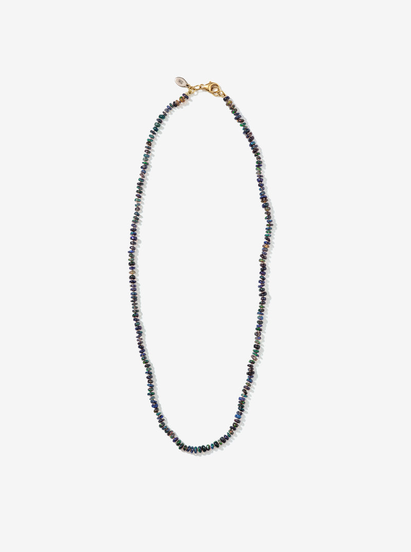 Hand Knotted Australian Black Opal Bead Necklace