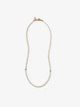Load image into Gallery viewer, Hand-strung Small Baroque Pearl Necklace with Sleeping Beauty Turquoise Beads