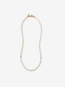 Hand-strung Small Baroque Pearl Necklace with Sleeping Beauty Turquoise Beads