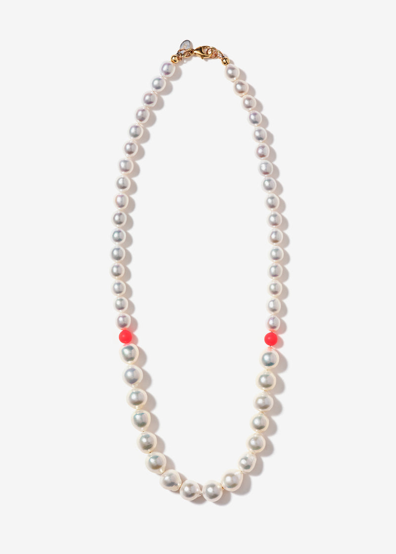 Hand Strung Baroque Tahitian Pearl Necklace with Neon Swarovski Beads – 14K Gold Clasp