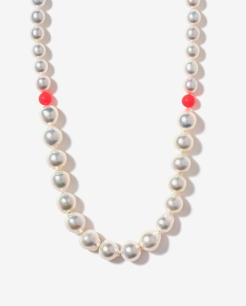 Hand Strung Baroque Tahitian Pearl Necklace with Neon Swarovski Beads – 14K Gold Clasp