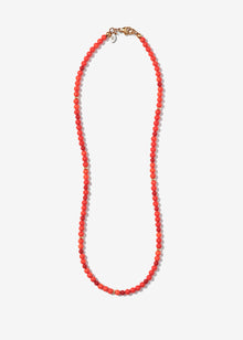 Mediterranean Round Coral and Gold Link Necklace