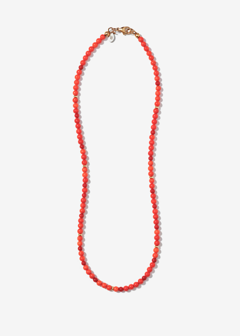 Mediterranean Round Coral and Gold Link Necklace