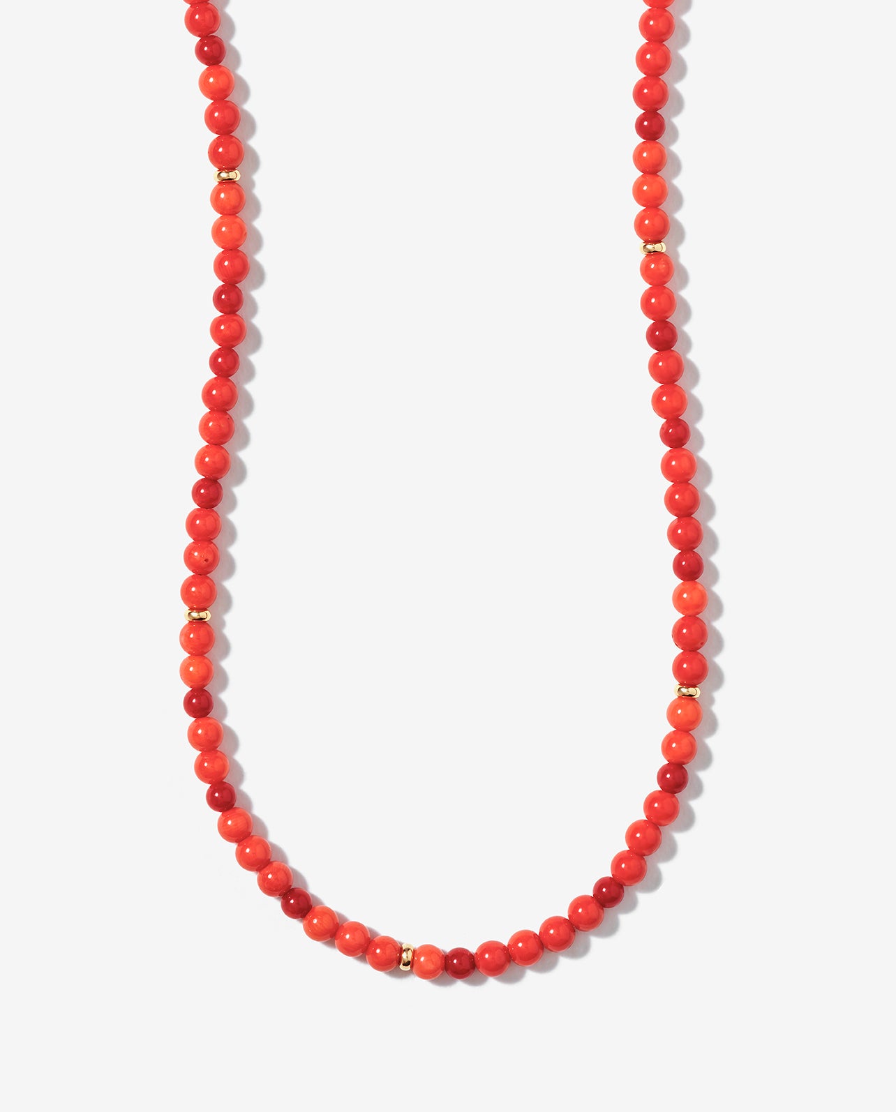 Mediterranean Round Coral and Gold Link Necklace