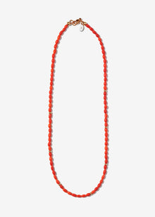 Italian Hand-Cut Seed Coral Necklace with (7) 14K Gold Links
