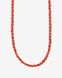 Italian Hand-Cut Seed Coral Necklace with (7) 14K Gold Links
