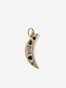 Large Blue Sapphire and Zircon Crescent Moon Pendant